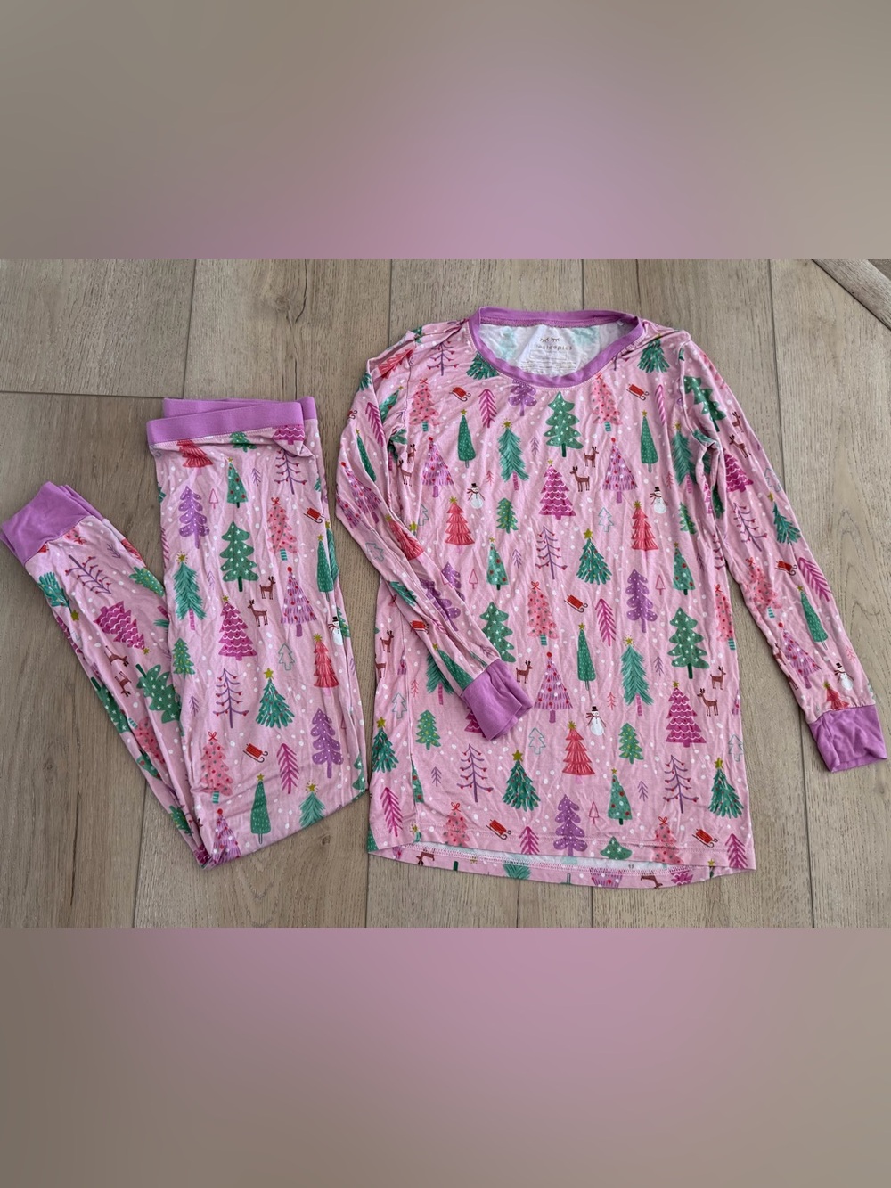 🎄 Little Sleepies Pink Merry & Bright Holiday Trees Bamboo Pajama Set - 2PC